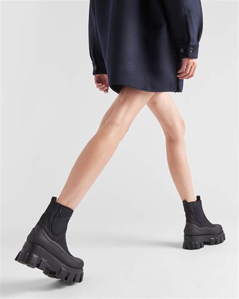 prada ankle strap booties|Prada monolith gabardine boots.